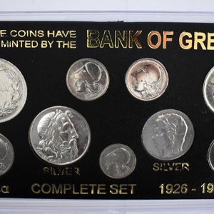 Drachmas - National Currency of Greece - Pre-Euro Coinage - Complete set of 1926 - 1930 - Original Coins Collection