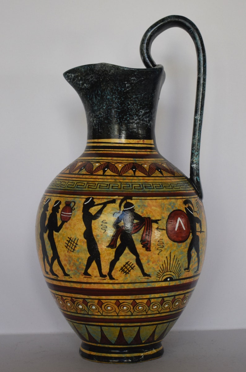 Ancient Greek Vase Warriors and Marathon Runners Ceramic Etsy