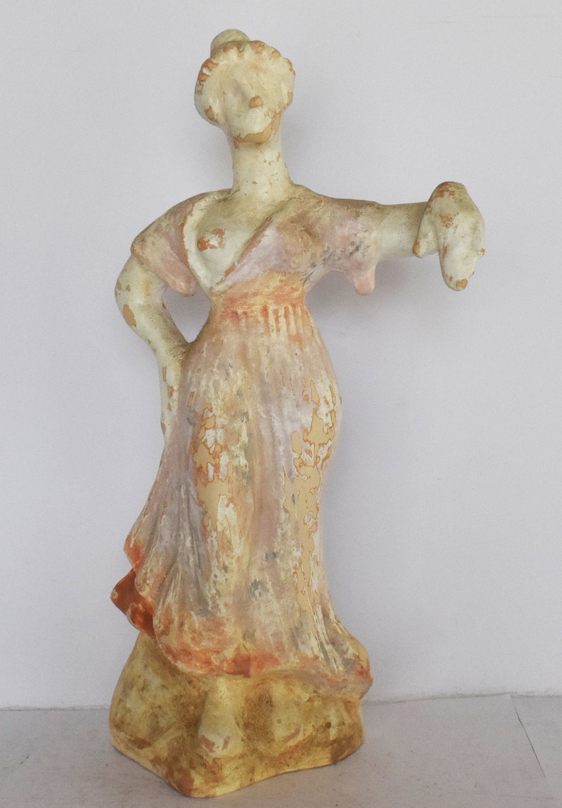 Maenad Figurine Dancer female follower of Dionysus Boeotia 400 BC Museum Reproduction Ceramic Artifact image 1