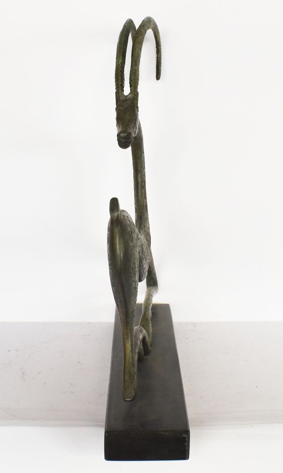 Sculpture Graceful Ibex marble base pure Bronze Sculpture Fertility