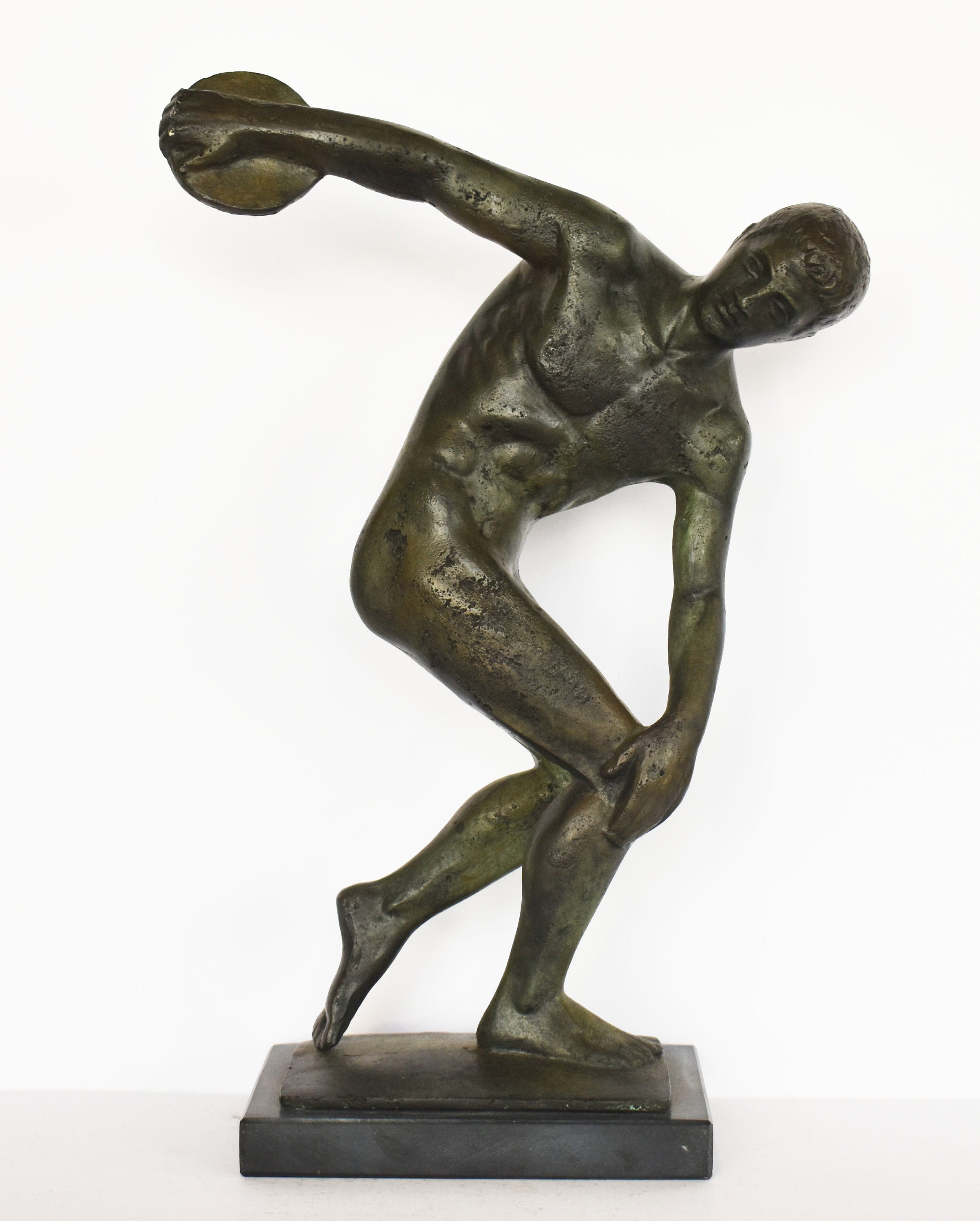 Discobolus of Myron Discus Thrower pure Bronze Sculpture Etsy
