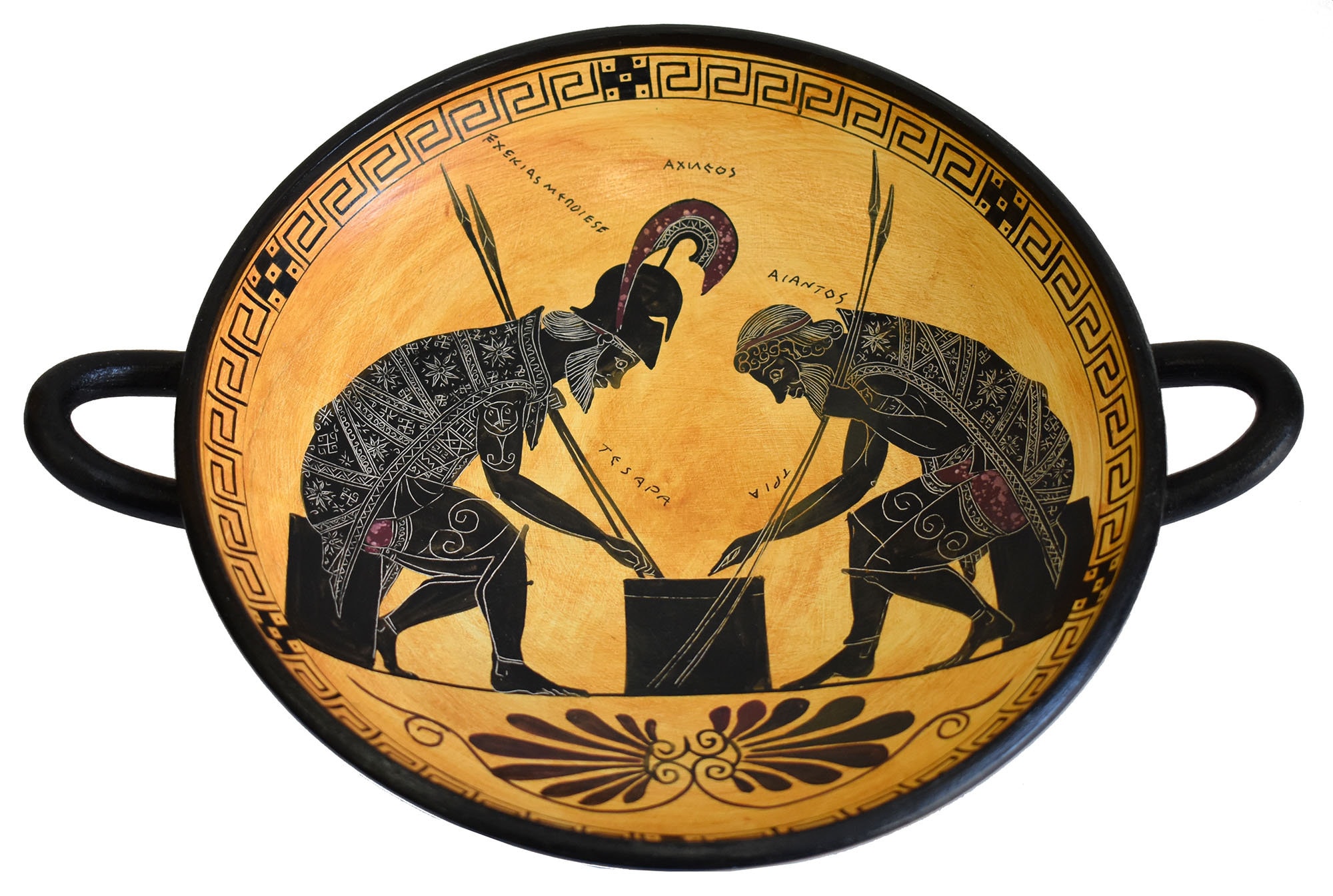 Achilles and Ajax playing dice Black Figure small Kylix Vase Etsy