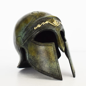Ancient Greek Spartan Corinthian Helmet - Classic Period - Pure Bronze Statue