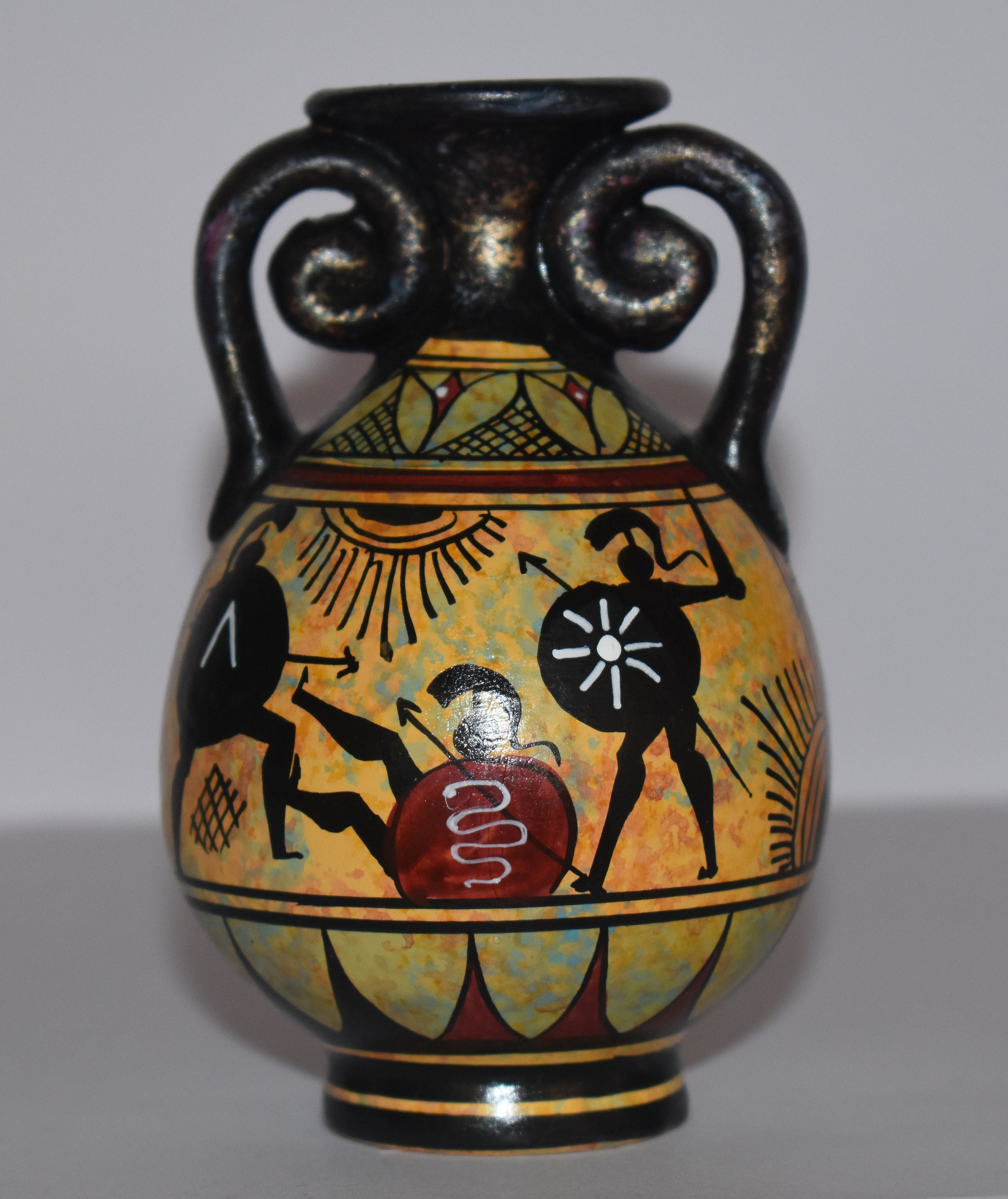 Ancient Greek vase with warriors Miniature Ceramic piece Etsy