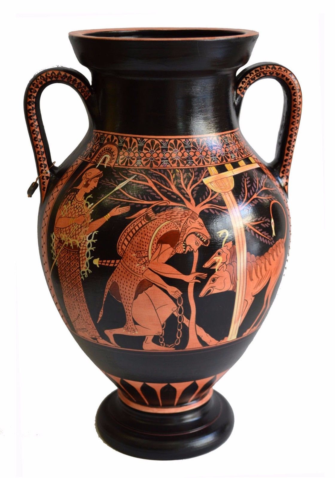 Hercules and Cerberus Red Figure Amphora Vase Museum Etsy