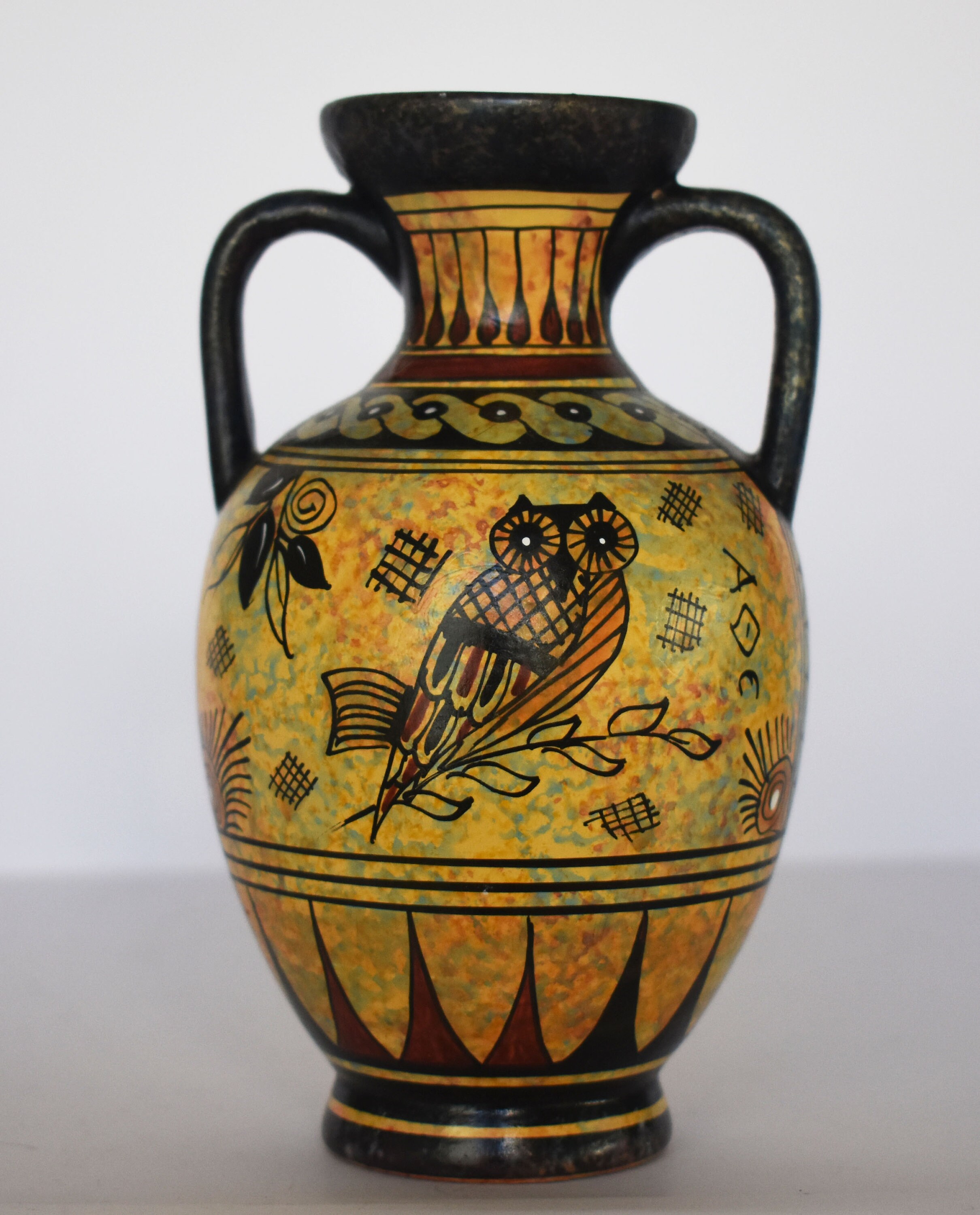 Ancient Greek vase athenian owl and ship Miniature Ceramic Etsy
