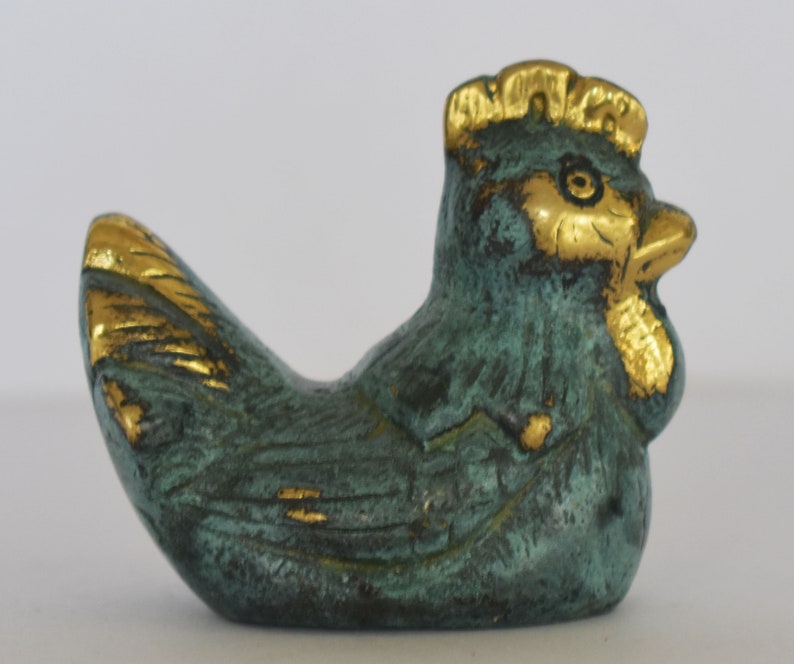 Miniature Rooster Insolence Inordinate Desire and Self-Confidence Symbol of Resurrection pure bronze statue