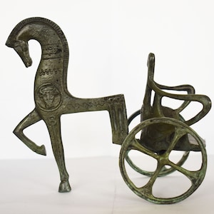 Mycenaean Chariot - Travel, Transport,  Processions, Battle - Museum Reproduction - pure bronze statue