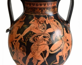 Gigantomachy - Giants against Olympian Gods - Pronomos Painter - Red Figure Pelike Vase - 400 BC - National Athens Museum - Reproduction