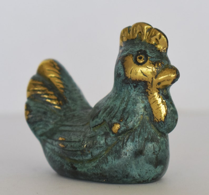 Miniature Rooster Insolence Inordinate Desire and Self-Confidence Symbol of Resurrection pure bronze statue