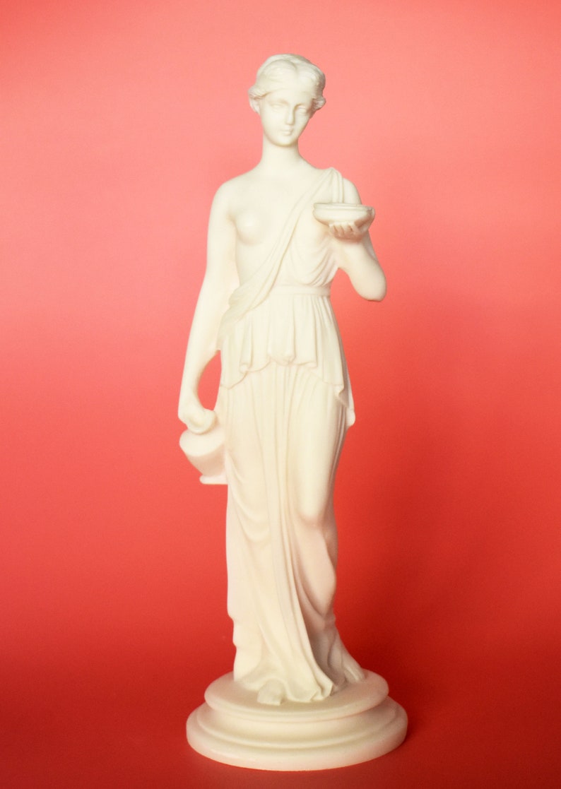 Statue Hébé Déesse Jouvence Design Toscano 81cm - Pierre Antique, Résine, Déco Jardin Grecque