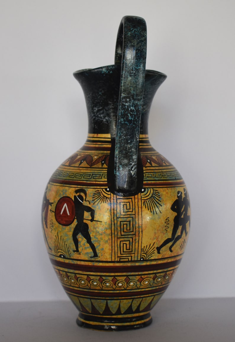 Ancient Greek Vase Warriors and Marathon Runners Ceramic Etsy