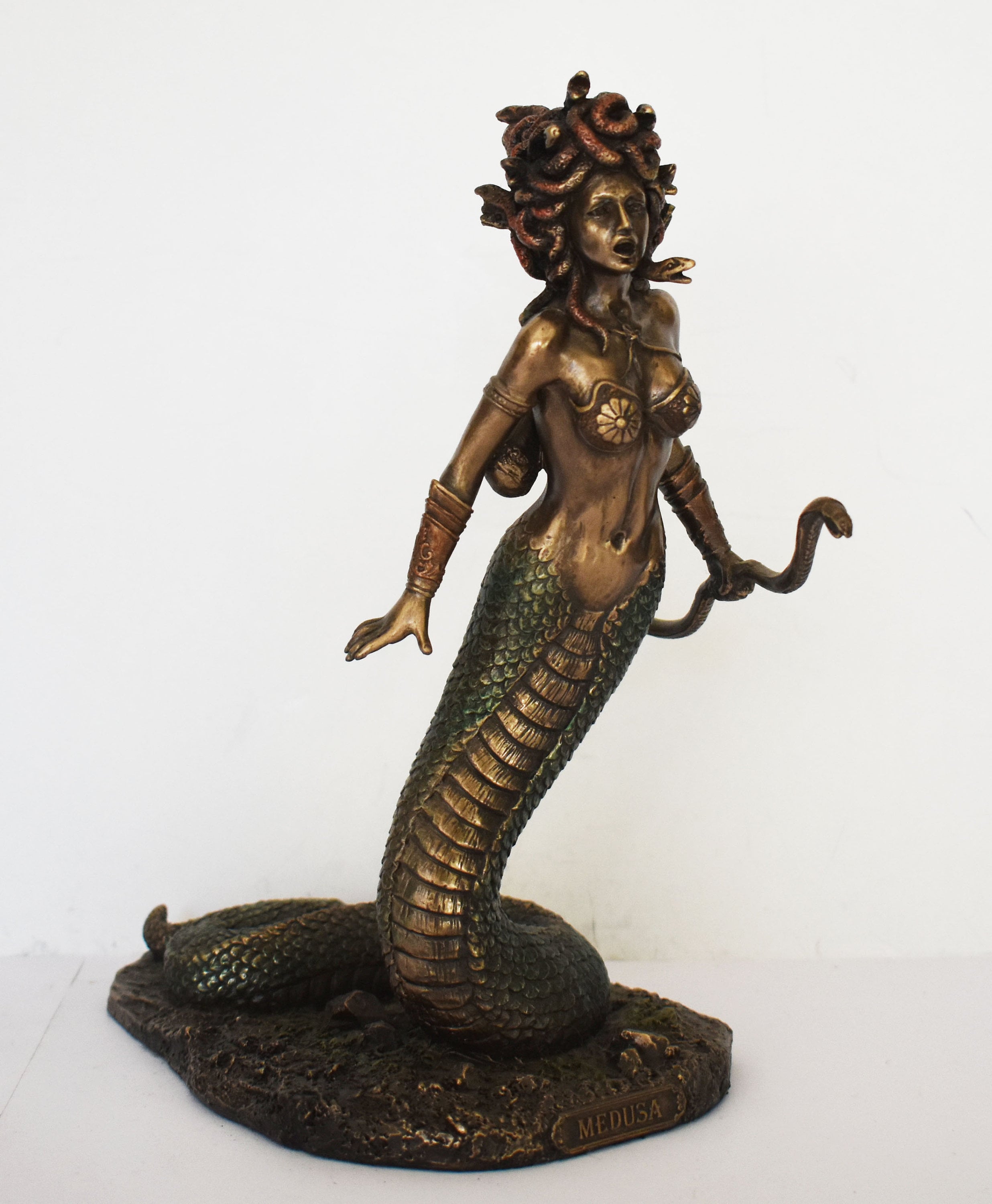 Medusa Mask - Snake-Haired Gorgon - Snake Lady - Monster Figure - Perseus  and Goddess Athena myth - Small - Cold Cast Bronze Resin