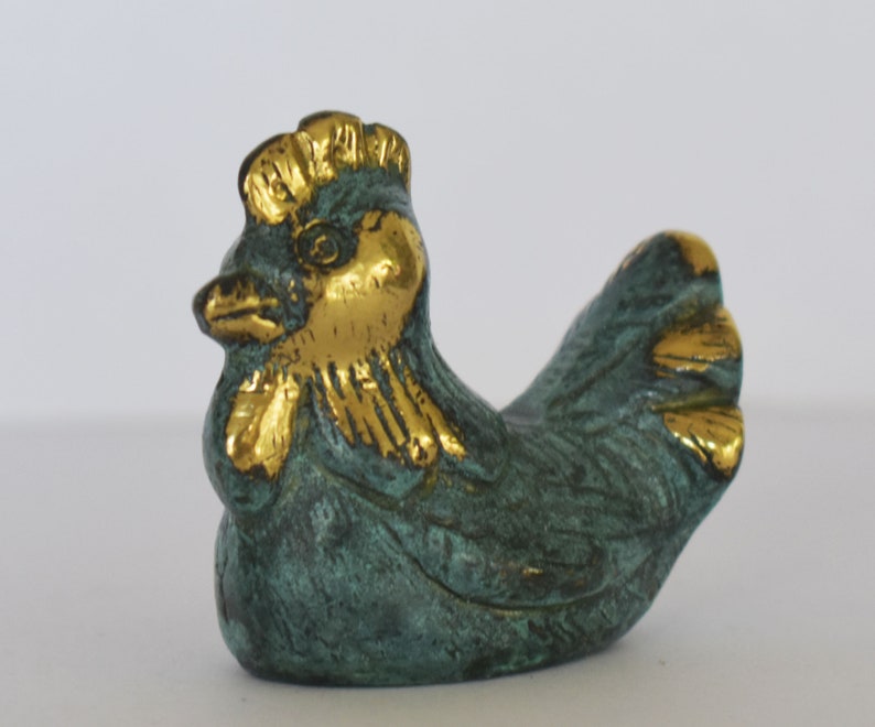 Miniature Rooster Insolence Inordinate Desire and Self-Confidence Symbol of Resurrection pure bronze statue