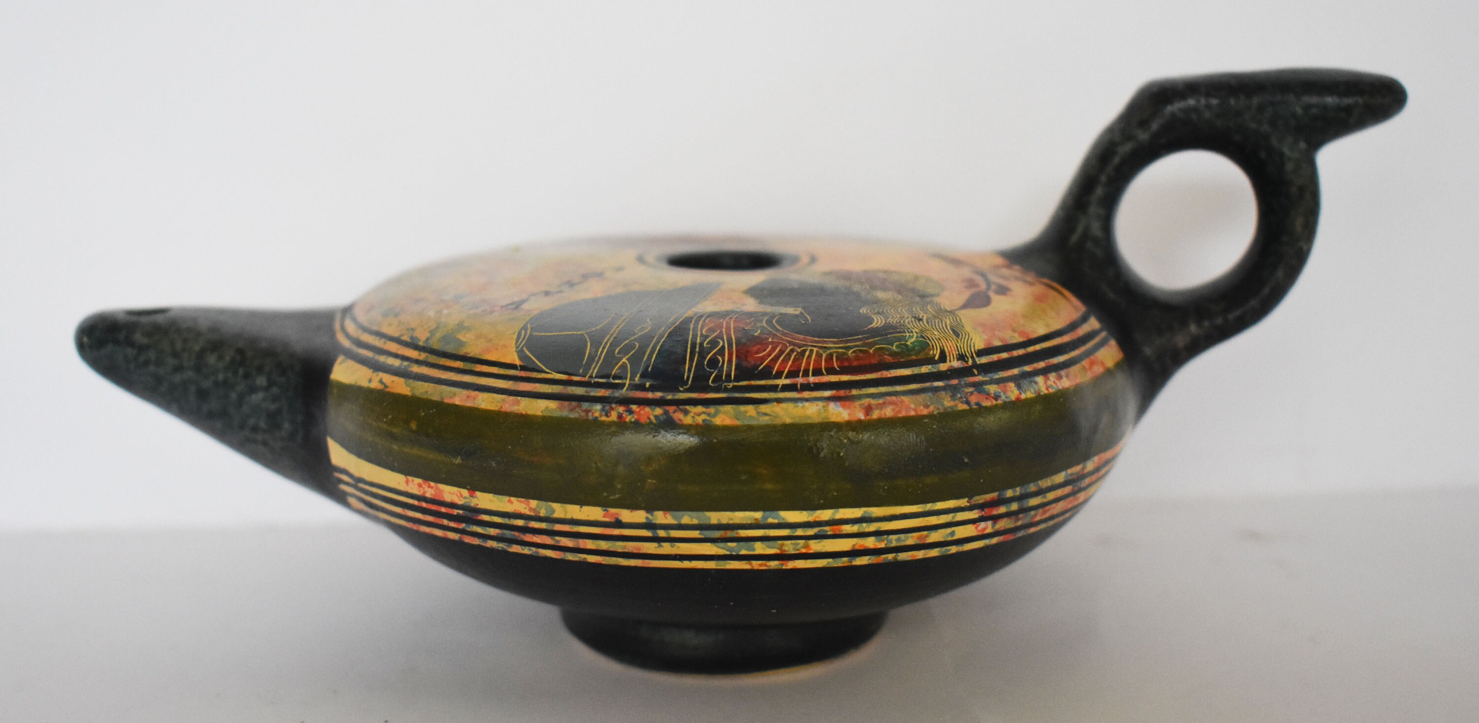 Ancient Greek Oil Lamp Athena Minerva Greek Roman Goddess Etsy