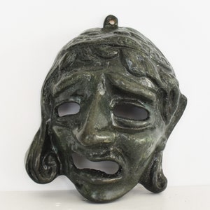 Tragedy Mask - Ancient Greek Theater  - Drama - Decorative - Wall Decoration - pure bronze  statue