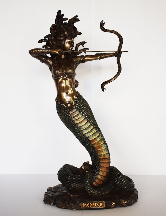 Medusa Mask - Snake-Haired Gorgon - Snake Lady - Monster Figure - Perseus  and Goddess Athena myth - Small - Cold Cast Bronze Resin