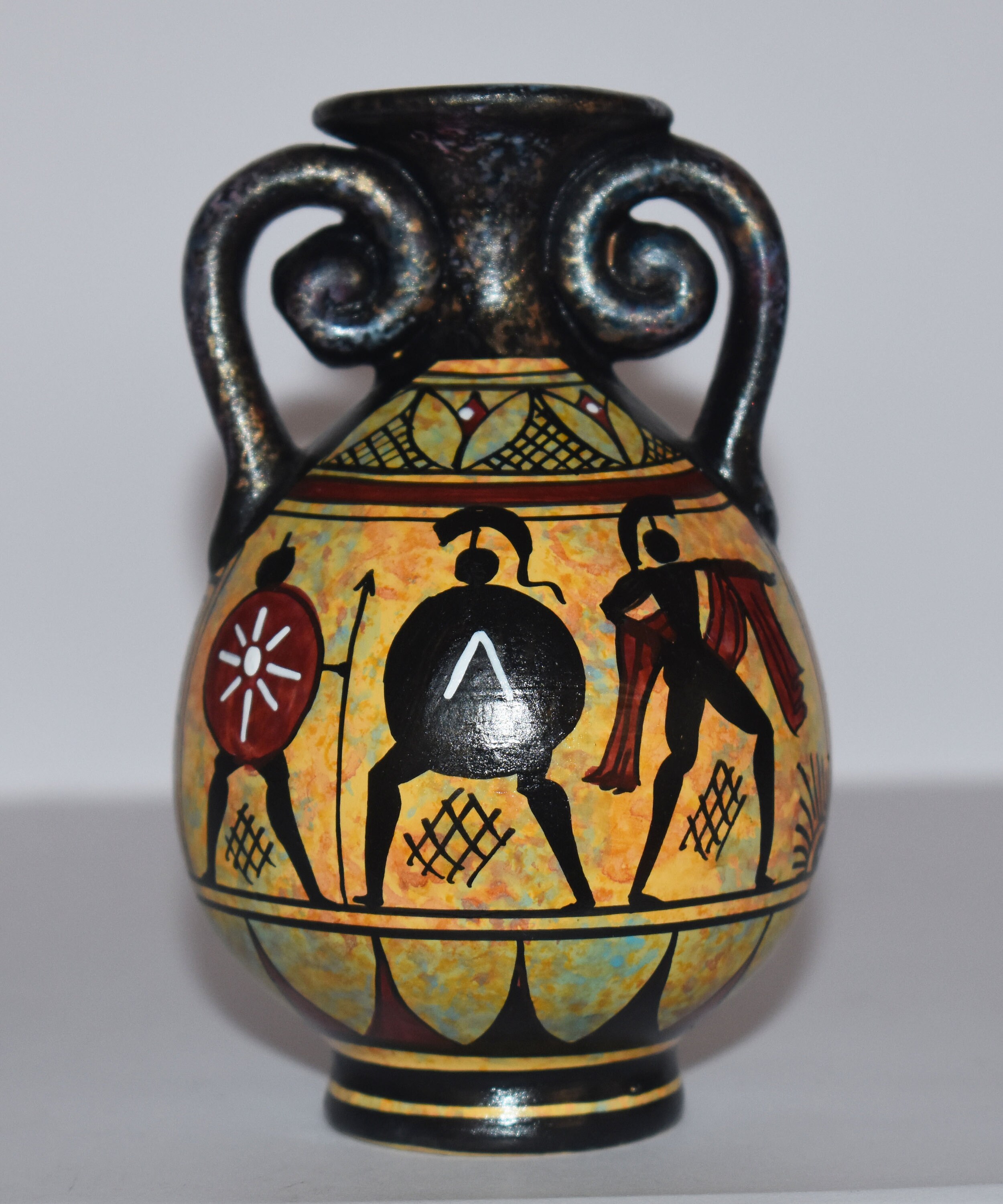Ancient Greek vase with warriors Miniature Ceramic piece Etsy