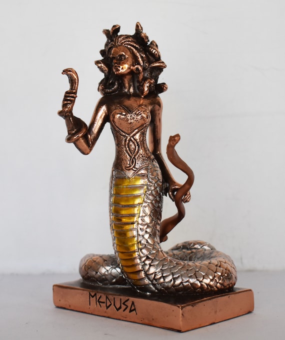 Medusa Mask - Snake-Haired Gorgon - Snake Lady - Monster Figure - Perseus  and Goddess Athena myth - Small - Cold Cast Bronze Resin