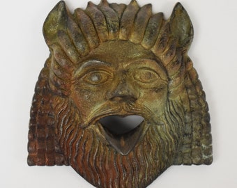 Satyr Mask - Male Nature Spirit - Attendant of Pan and Dionysus - Goat-Human Hybrid -  Pleasure - Wall Decoration - Bronze Colour Effect