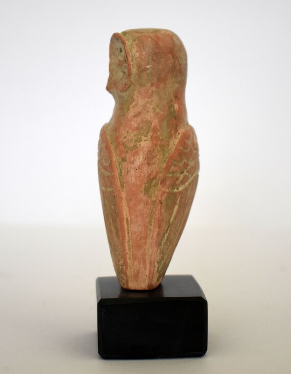 女神アテナ・ミネルヴァのフクロウ - 知恵と知性の象徴 - 大理石ベース