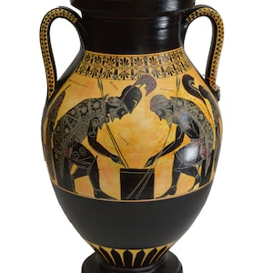 Achilles and Ajax - Exekias - Ancient Greek Amphora Vase- Vatican Museum Replica