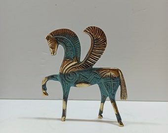 古代ギリシャの青銅の馬、幾何学時代の金属芸術彫刻、博物館のレプリカ