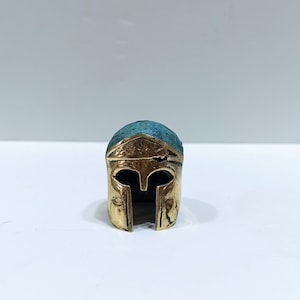 Ancient Greek Spartan Corinthian Helmet - Hoplite, the most common type of heavily armed foot-soldier - Pure Bronze Statue