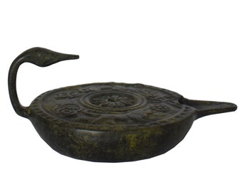 Lámpara de aceite Lychnos - Bronce - reproducción griega antigua - artefacto