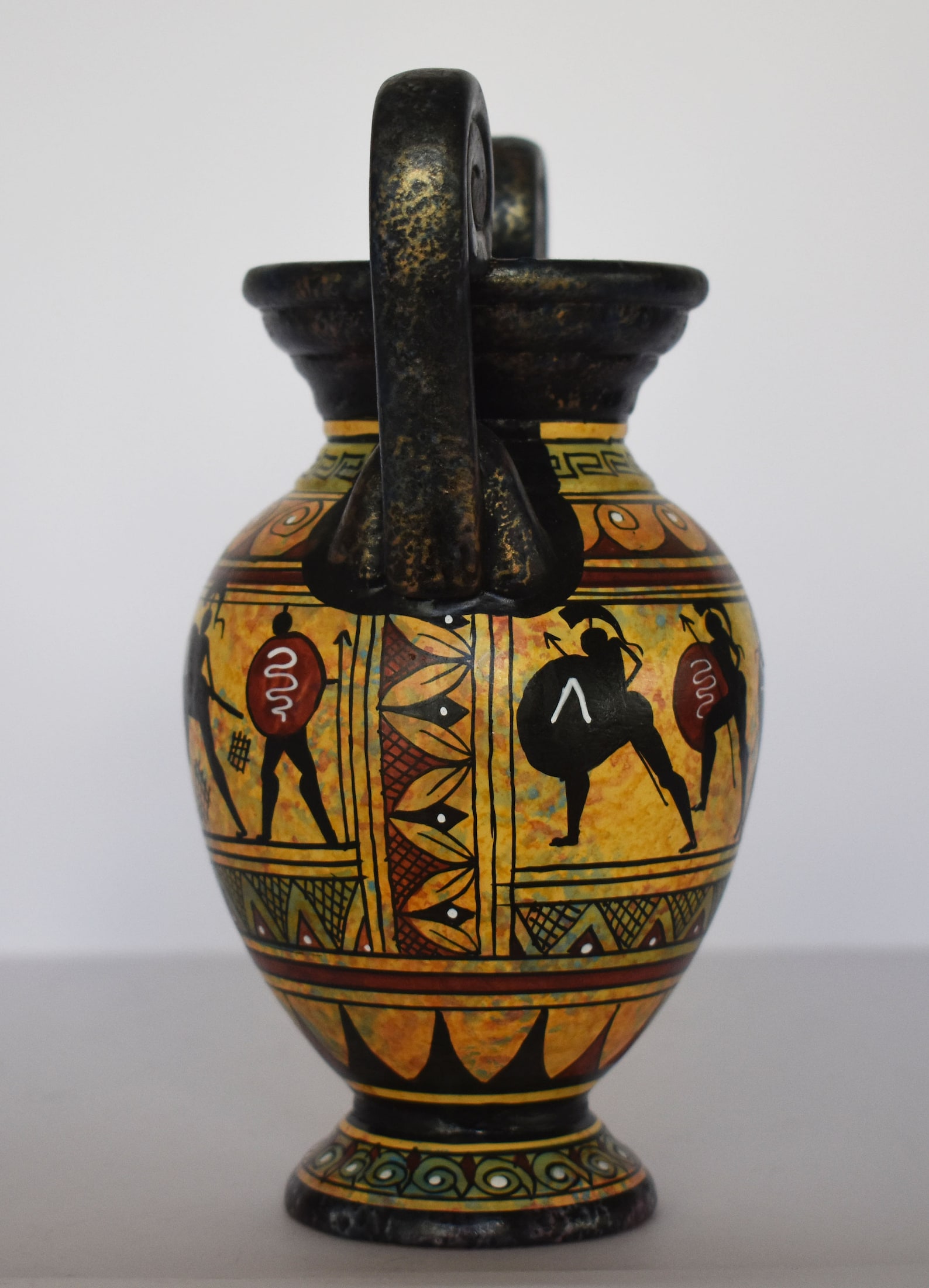 Ancient Greek Vase Warriors Ceramic Piece Geometric Etsy