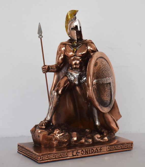 Leonidas Spartan King Leader of 300 Legendary Battle of Thermopylae, 480 BC  Molon Labe, Come and Take Them Copper Plated Alabaster 