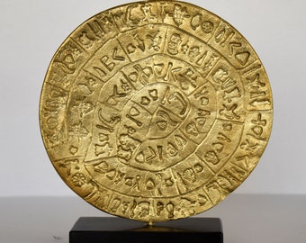 Phaistos Disc - Minoan Bronze Age - 2000 BC - A Lost Message from Ancient Greece - Crete Island - Museum Reproduction - pure bronze  statue