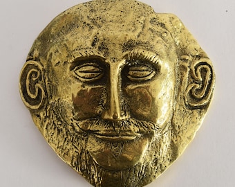 Mask of Agamemnon - King of Mycenae - Commander of Greeks in Trojan War - Paperweight - pure bronze  statue