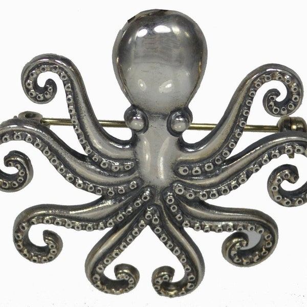 Octopus - Minoan Symbol of flexibility, creativity, intelligence - Crete, Ancient Greece - Pendant - Brooch Pin - 925 Sterling Silver