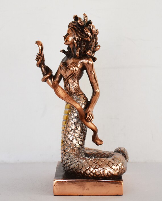 Medusa Mask - Snake-Haired Gorgon - Snake Lady - Monster Figure - Perseus  and Goddess Athena myth - Small - Cold Cast Bronze Resin