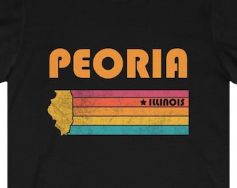 Peoria Shirt Illinois Tshirt City Retro Gift Idea Tourist Tee Peoria Illinois Gift IL Peoria Souvenir Shirt