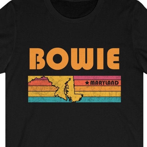 Bowie Shirt Maryland Tshirt City Retro Gift Idea Tourist Tee Bowie Maryland Gift MD Bowie Souvenir Shirt