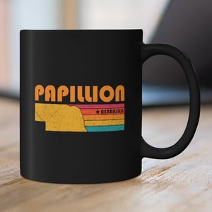 Papillion Tasse Nebraska Kaffeetasse Stadt Retro Geschenkidee Tourist Cup Papillion Nebraska Geschenk NE Papillion Souvenir Tasse