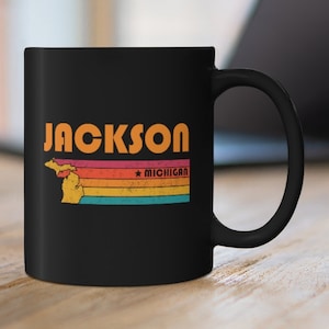 Jackson Mug Michigan Coffee Mug City Retro Gift Idea Tourist Cup Jackson Michigan Gift MI Jackson Souvenir Mug
