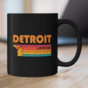 Detroit Mug Michigan Coffee Mug City Retro Gift Idea Tourist Cup Detroit Michigan Gift MI Detroit Souvenir Mug