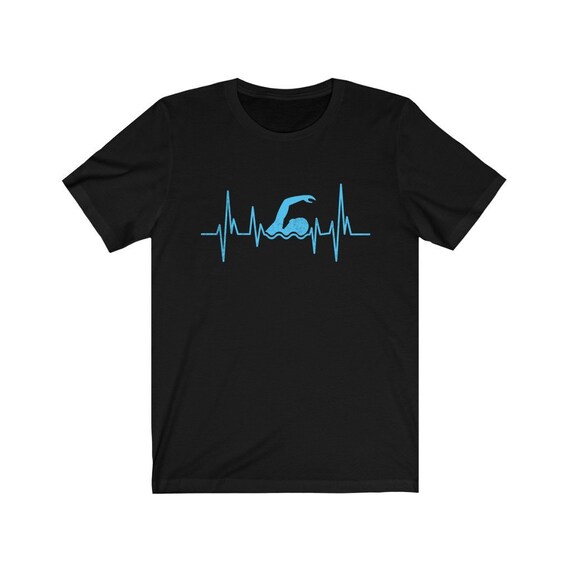 Swimming T-Shirt Swimmer Tshirt Heartbeat Retro Gift Tee Swimming T-Shirt Swimmer Tshirt Heartbeat Retro Gift Tee