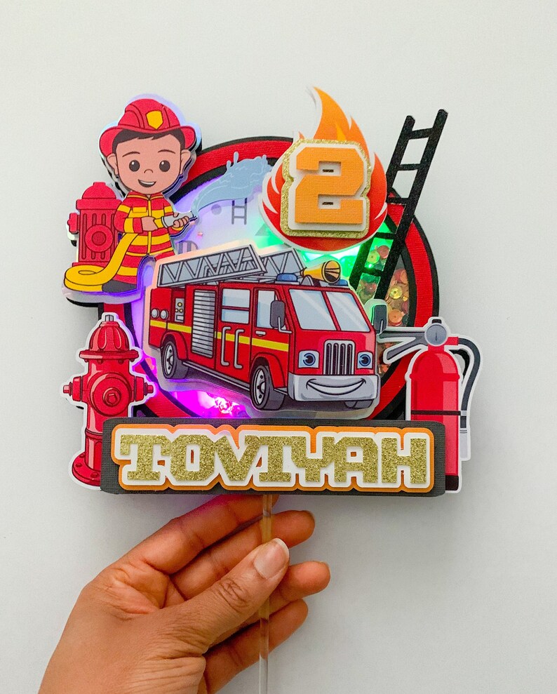Fire Fighter Topper Fireman Firefighter 3D Cake Topper, Firetruck Birthday Decor ...