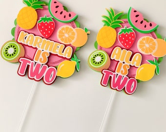 Two-tti Frutti Birthday Cake Topper, Tutti Frutti Cake Topper, Tropical Summer Cake Topper, Fruity Birthday Topper, Fruits Themed Party