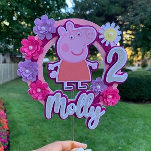 Topper per torta di Peppa Pig, decorazione per compleanno di Peppa Pig per bambine, principessa Peppa, rose colorate, fata arcobaleno di Peppa Pig, decorazione per festa di compleanno per bambine