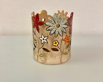 Lantern "Pankower Blumen", ceramics, handmade