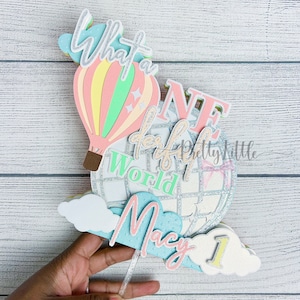 What A Onederful World Cake Topper | Wonderful World | Onederful | First Birthday | Traveling Hot Air Balloon | Oh The Places You Will Go