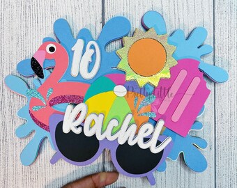 Pool Party Birthday Cake Topper | Swim Beach Party | Beach Pool Birthday | Splish Splash Summer Birthday Party | Water Party