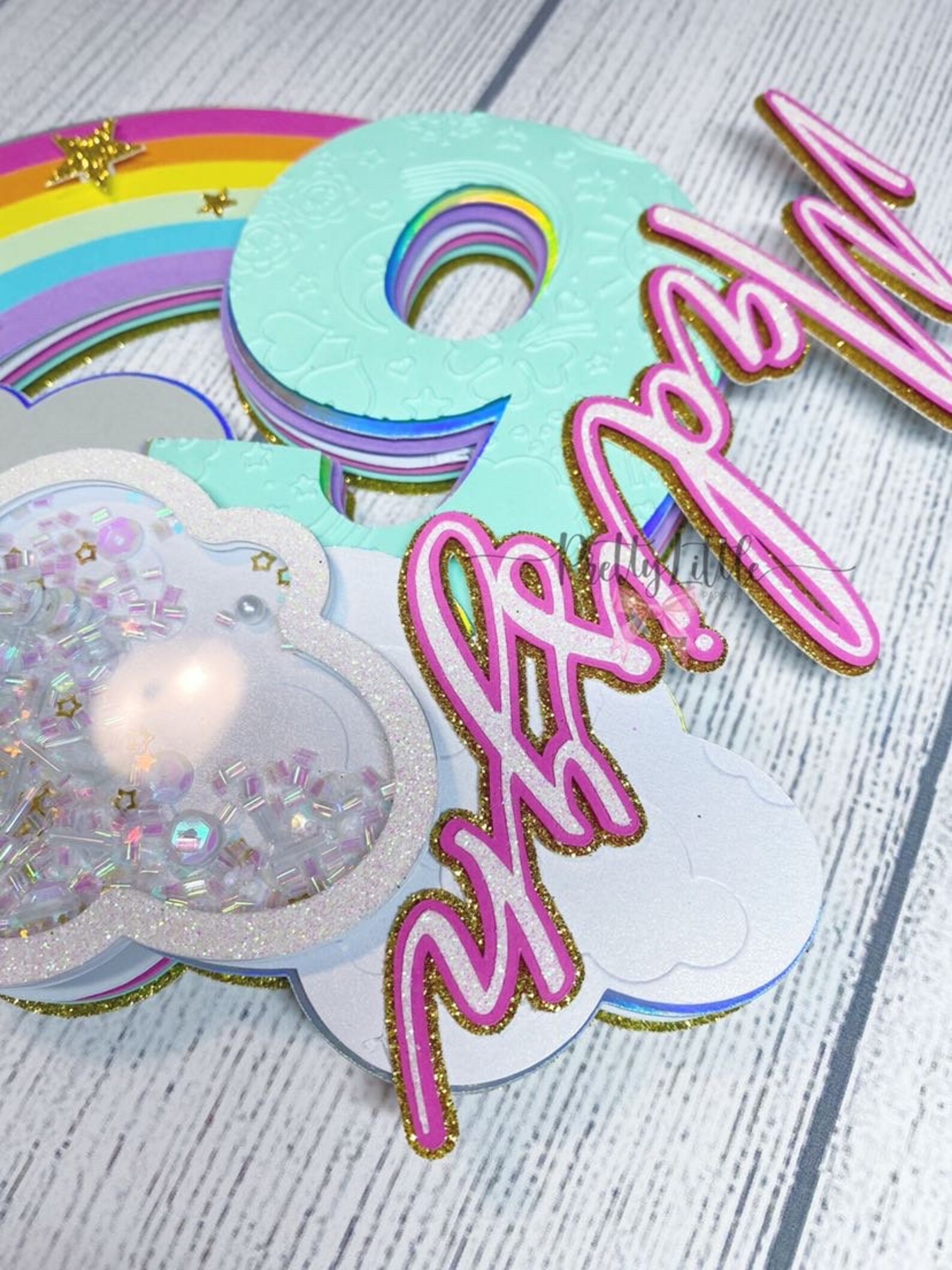 On Cloud 9 Birthday Cake Topper 9th Birthday Party Rainbow - Etsy