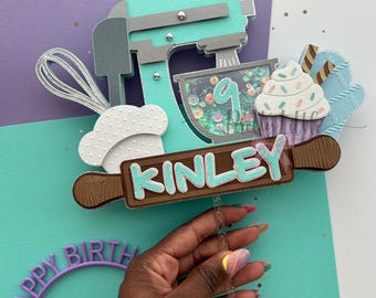Little Baker Cake Topper | Bakery Baking Birthday Party | Cake Decorating Birthday Party | Mixing Up Fun | Cookie Decorating Little Chef
