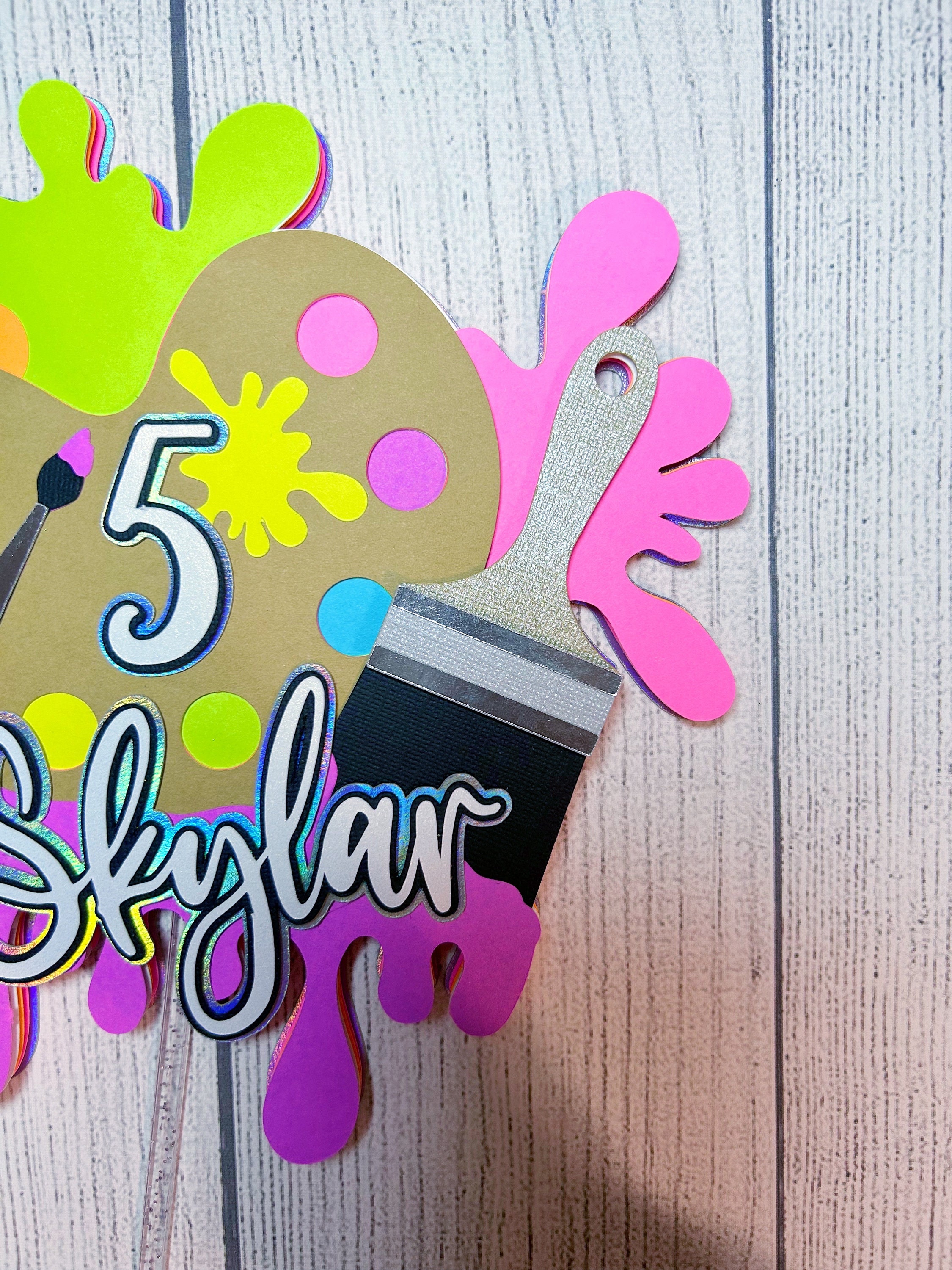 Paint Splatter Cake Topper | Neon Glow Paint Birthday Party | Paint ...